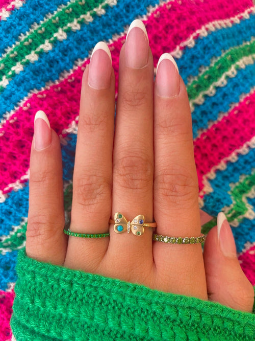 Green Rhodium Green Garnet Ring