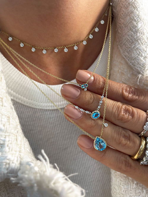 Blue Topaz Pear Necklace