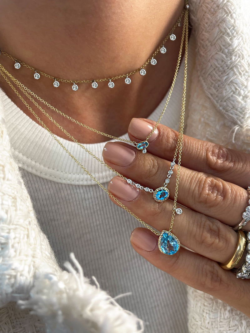 Blue Topaz Pear Necklace