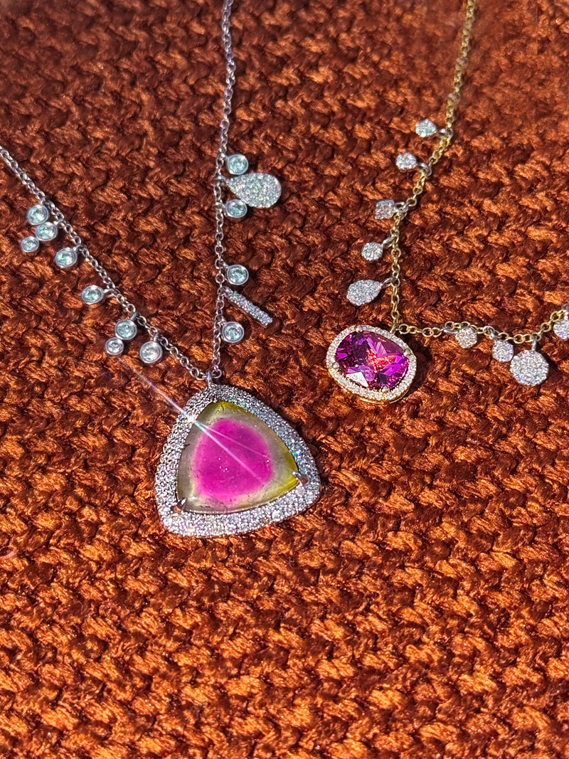 Watermelon Tourmaline Diamond Necklace