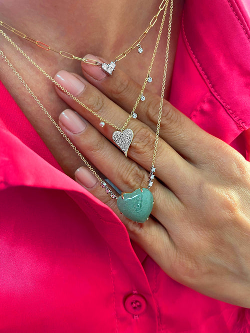 Diamond Heart and Charm Necklace