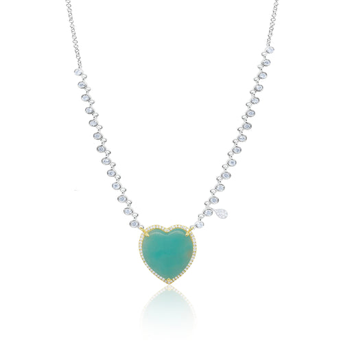 White Gold Amazonite Diamond Necklace
