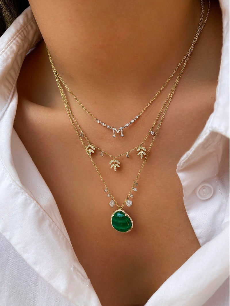 Small Yellow Gold and Diamond "A" Initial Necklace