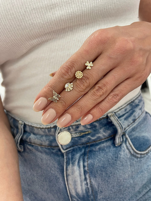 Yellow Gold Clover Diamond Studs