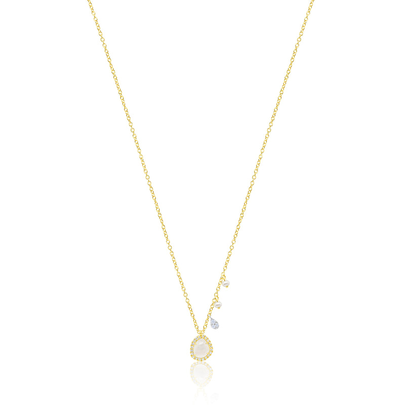 Yellow Gold Pearl and Moonstone Necklace