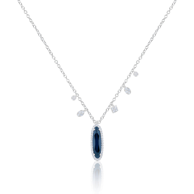 White Gold Blue Sapphire Necklace