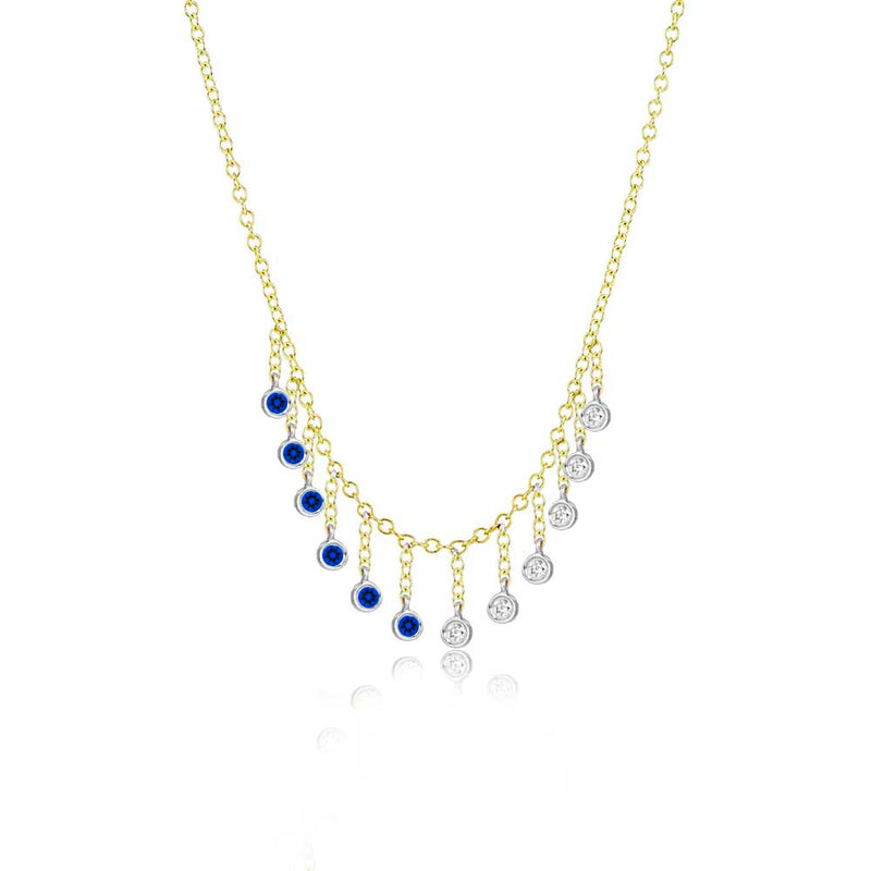 Fringe Blue Sapphire and Diamond Necklace