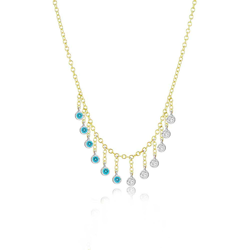 Fringe Blue Topaz and Diamond Necklace