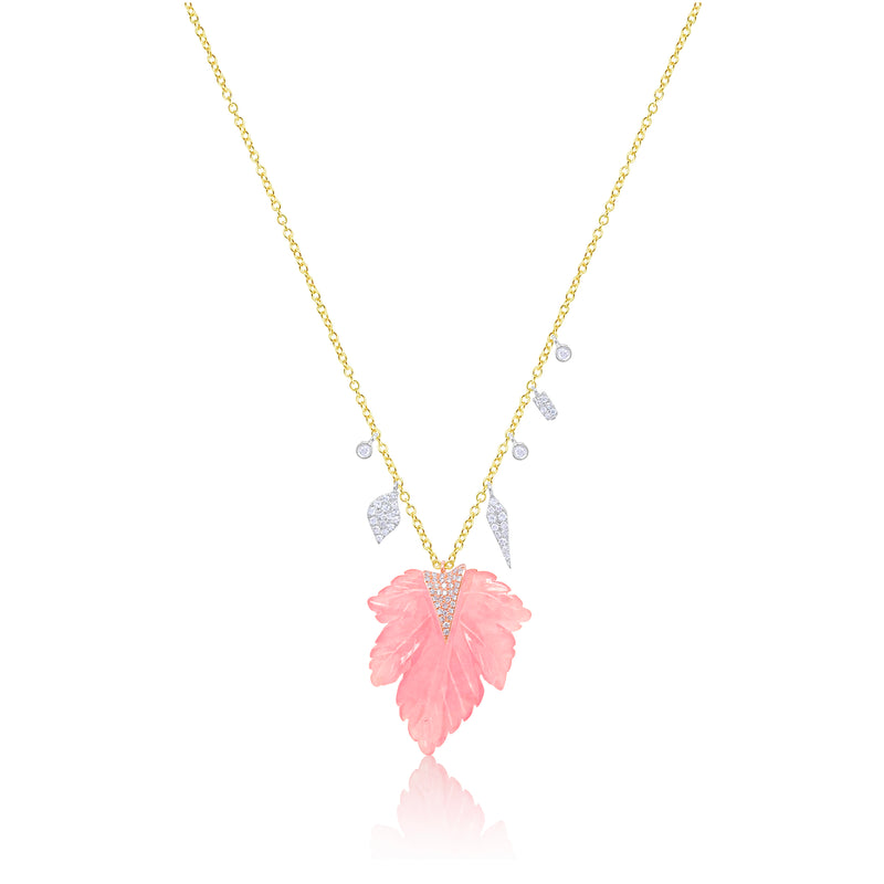 Hand Carved One of a Tourmaline Leaf Necklace IN STOCK READY TO SHIP
