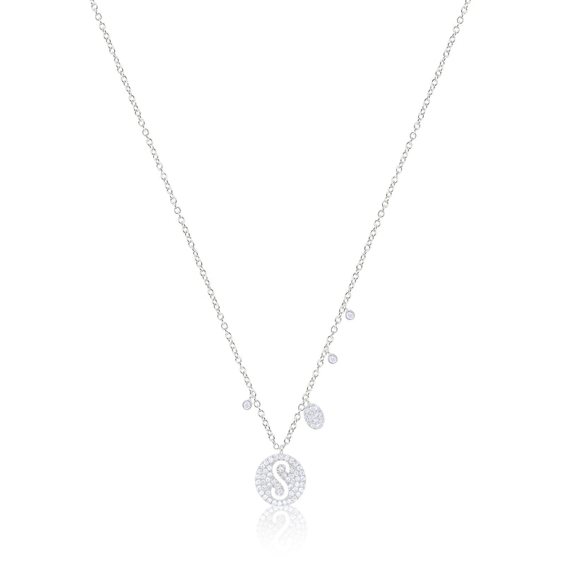 White Gold Initial Necklace "S"