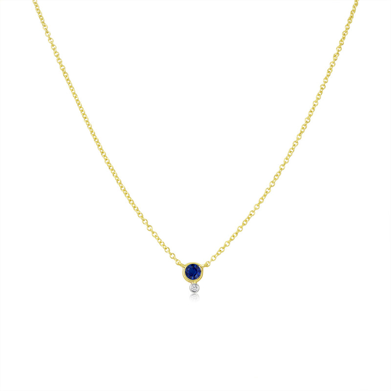 Yellow Gold Blue Sapphire and Diamond Necklace- ONLINE EXCLUSIVE