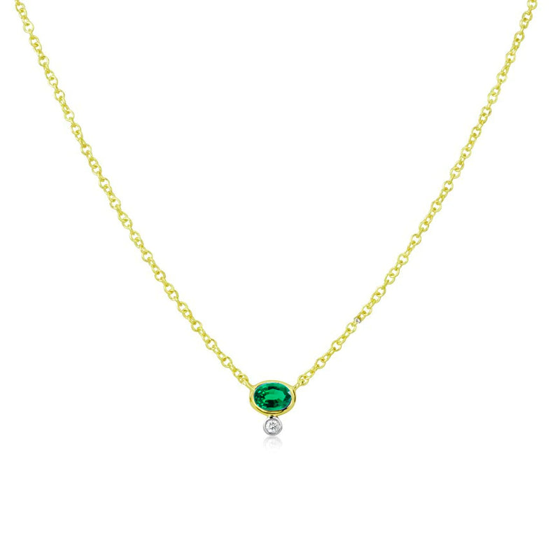Yellow Gold Green Chrome Diamond Necklace