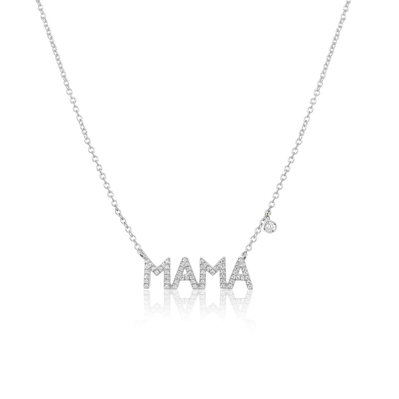 White Gold Mama Diamond Necklace