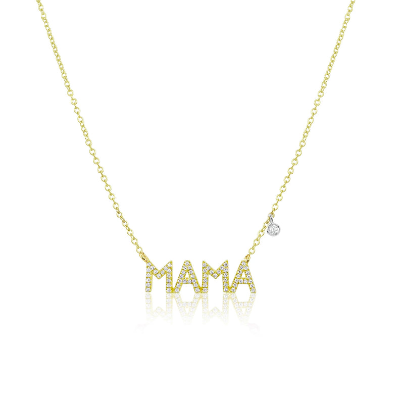 Yellow Gold Mama Diamond Necklace