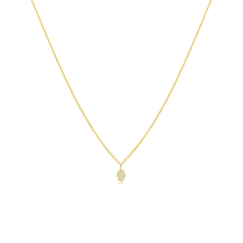 Dainty Diamond Hamsa Necklace
