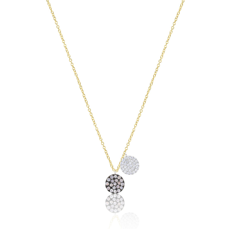 Brown Diamond White Diamond Yellow Gold Disc Necklace