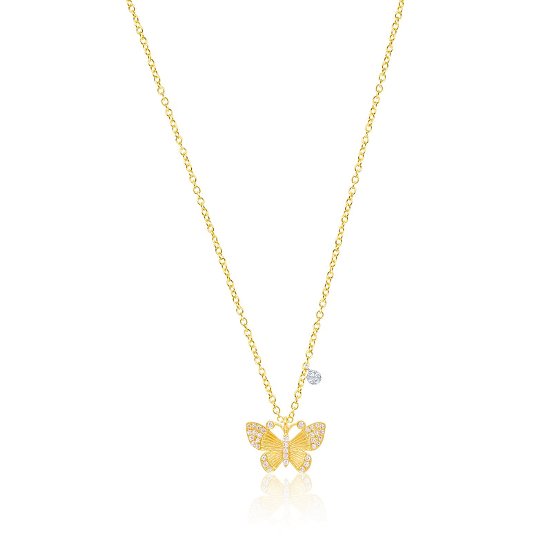 Yellow Gold Butterfly and Diamonds Necklace