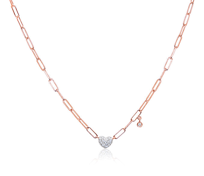 Chunky Rose Gold Chain And Centered Heart