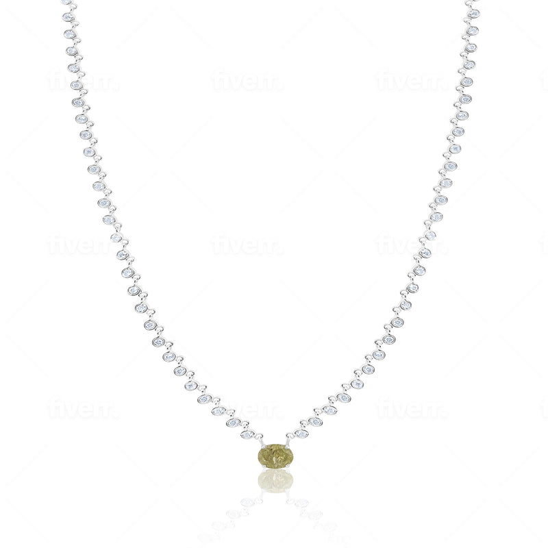 White Gold Diamond and Rough Diamond Necklace