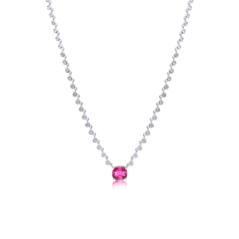 Pink Sapphire and Diamond Necklace