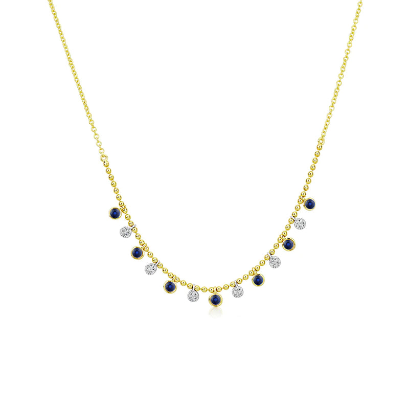 Diamond Bezel and Blue Sapphire Necklace
