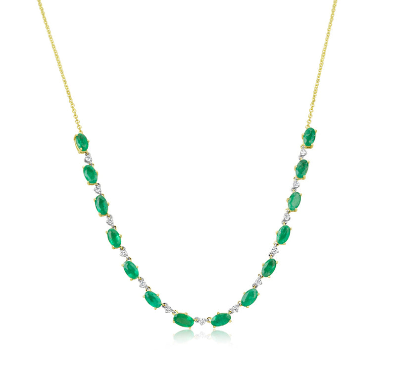Yellow Gold Diamond and Emerald Necklace