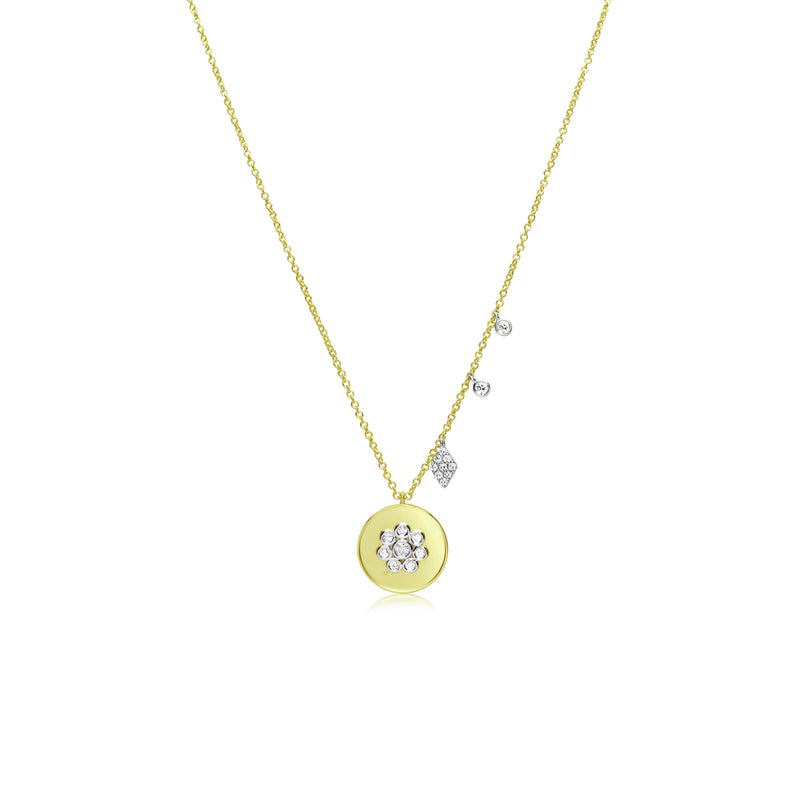 Yellow Gold Flower Medallion Necklace