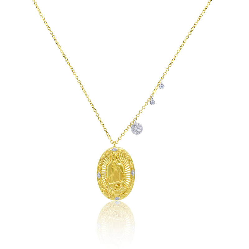 Yellow Gold Cameo and Charms Necklace