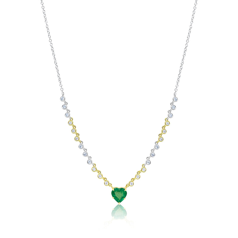 Two Tone Emerald Heart Necklace