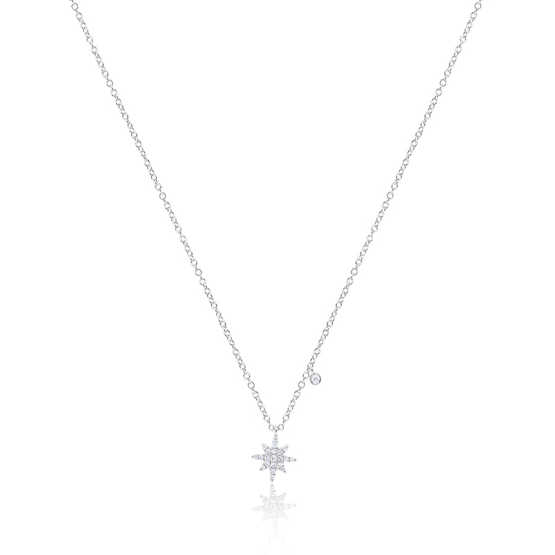 Dainty Diamond Starburst and Bezel Necklace