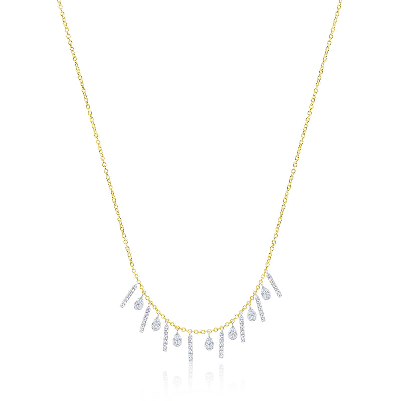 Diamond Bars and Teardrops Drop Necklace
