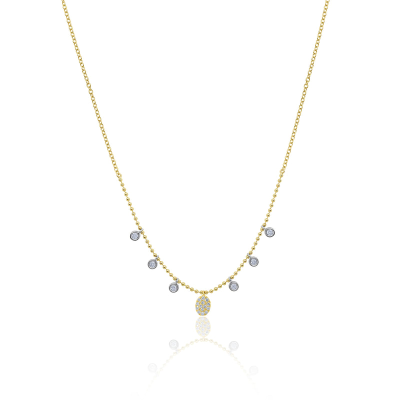 Yellow Gold Fringe Ball Chain Charm Necklace