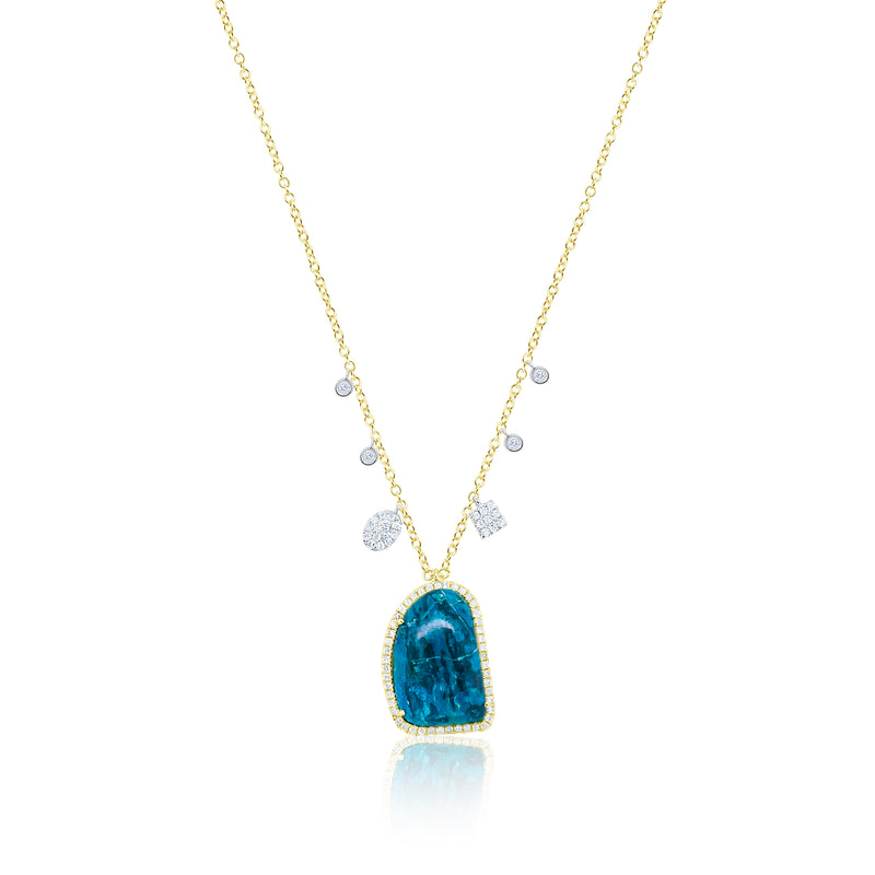 Yellow Gold Chrysocolla Necklace