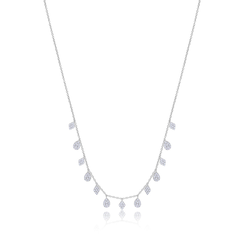 White Gold Fringe Charm Diamond Necklace