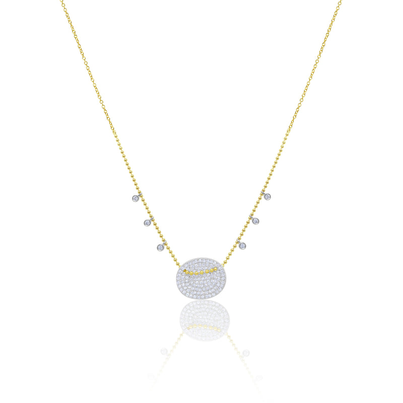 Ball Chain Diamond Disk Necklace