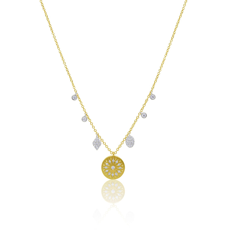 Brushed Silver  Diamond Charms Necklace Meira T Charms