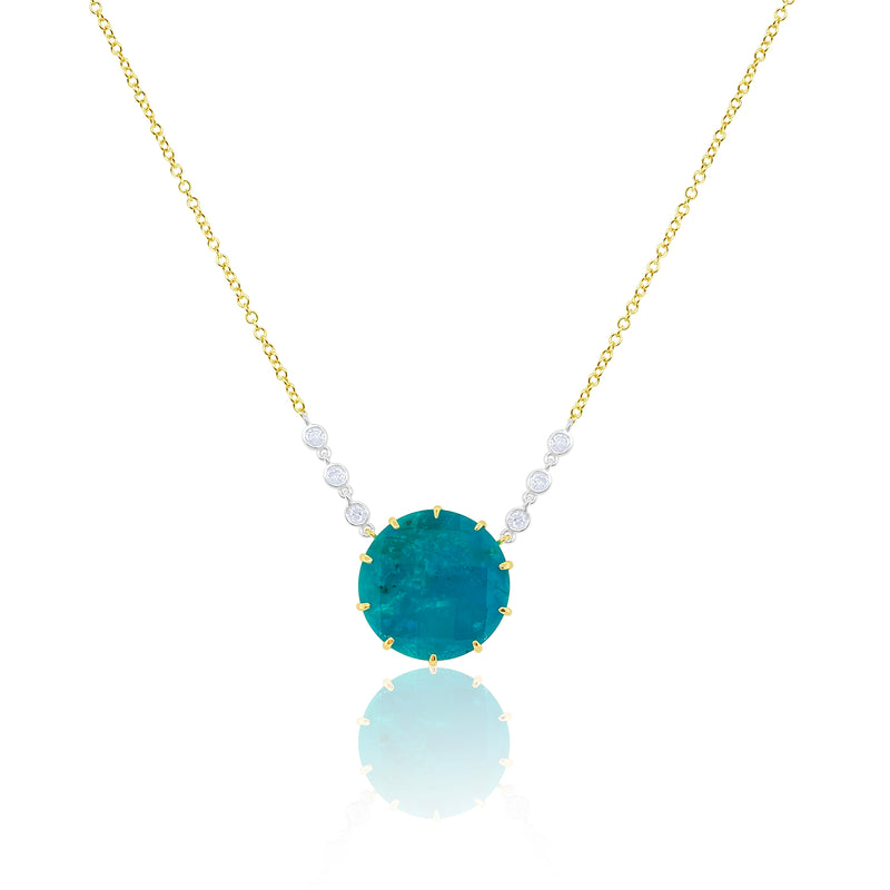 Yellow Gold Apatite Necklace with Diamond Accents-ONLINE EXCLUSIVE