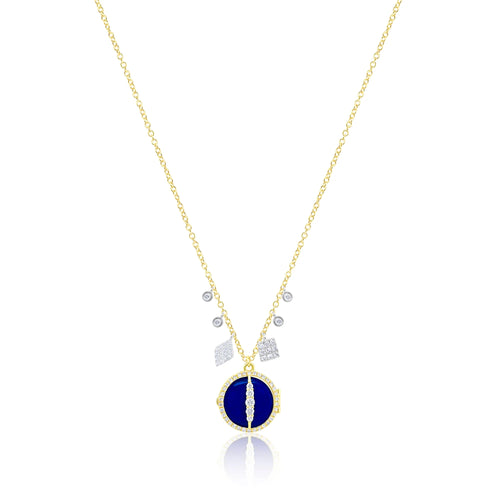 Lapis Center for Gemstone Locket Necklace