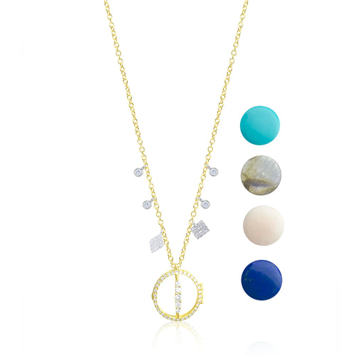 Empty Yellow Gold Gemstone Locket Necklace