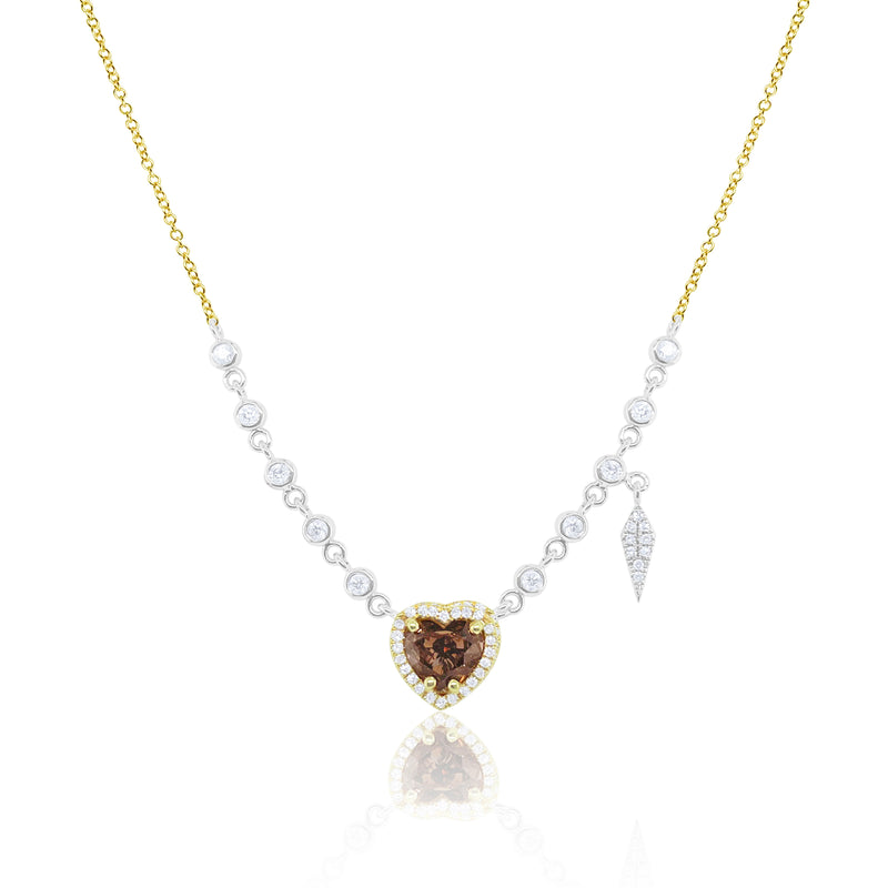 Yellow Gold Champagne Diamond Heart Necklace-ONLINE EXCLUSIVE