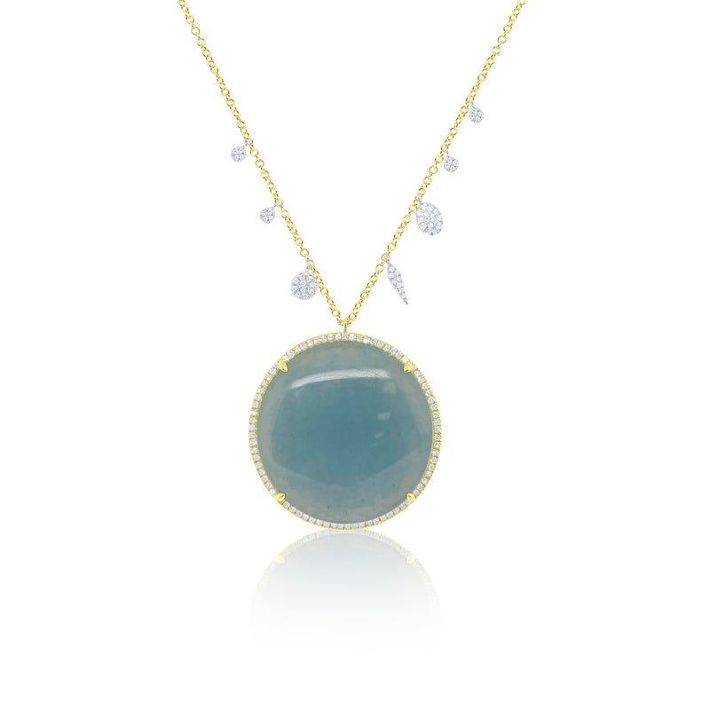Statement Milky Aqua and Diamond Charms Necklace
