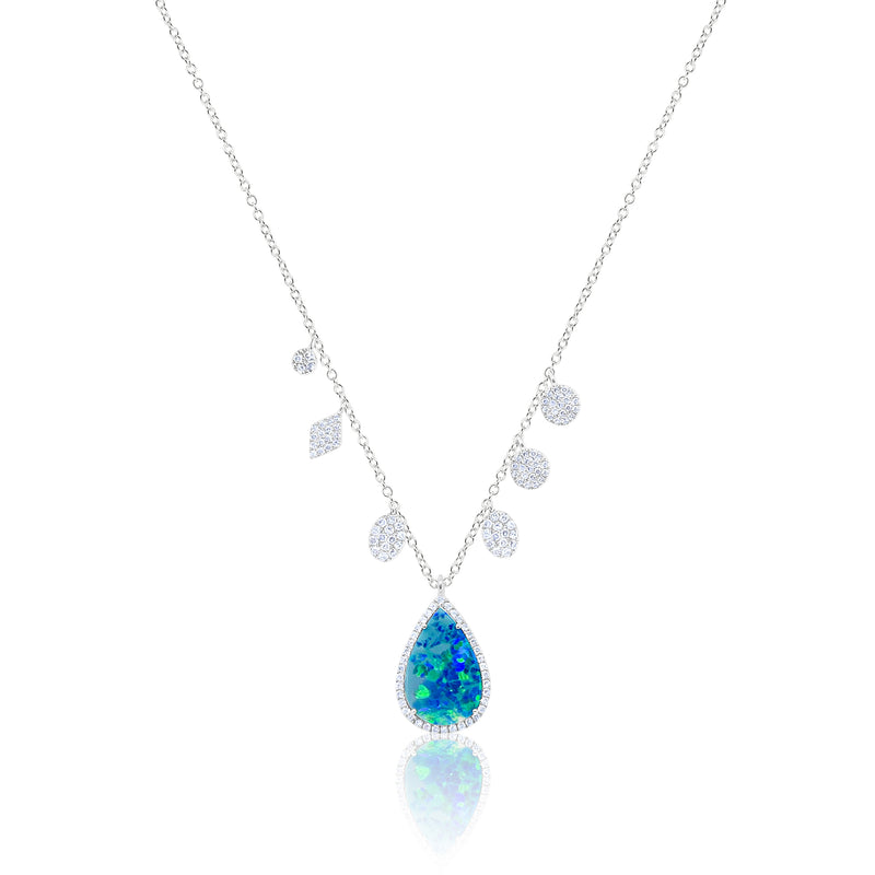 Opal and Diamond Tear Drop Necklace