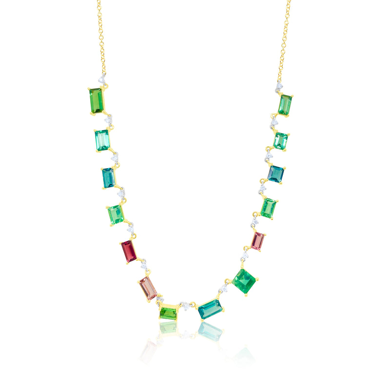 Watermelon Tourmaline and Bezel Necklace