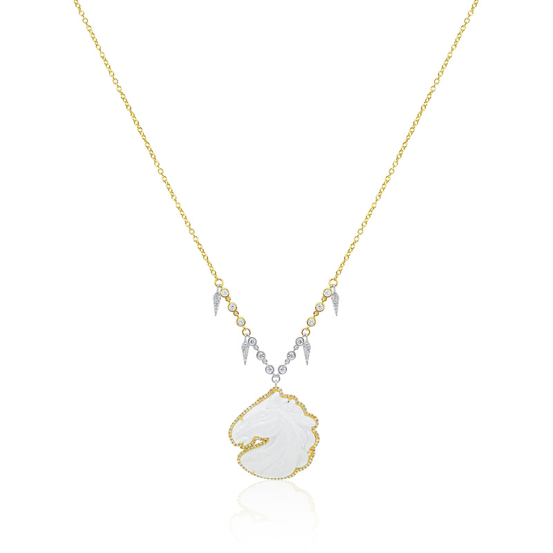 Snow Quartz Horse Necklace