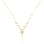 Yellow Gold Diamond and Opal Flower Necklace- ONLINE EXCLUSIVE