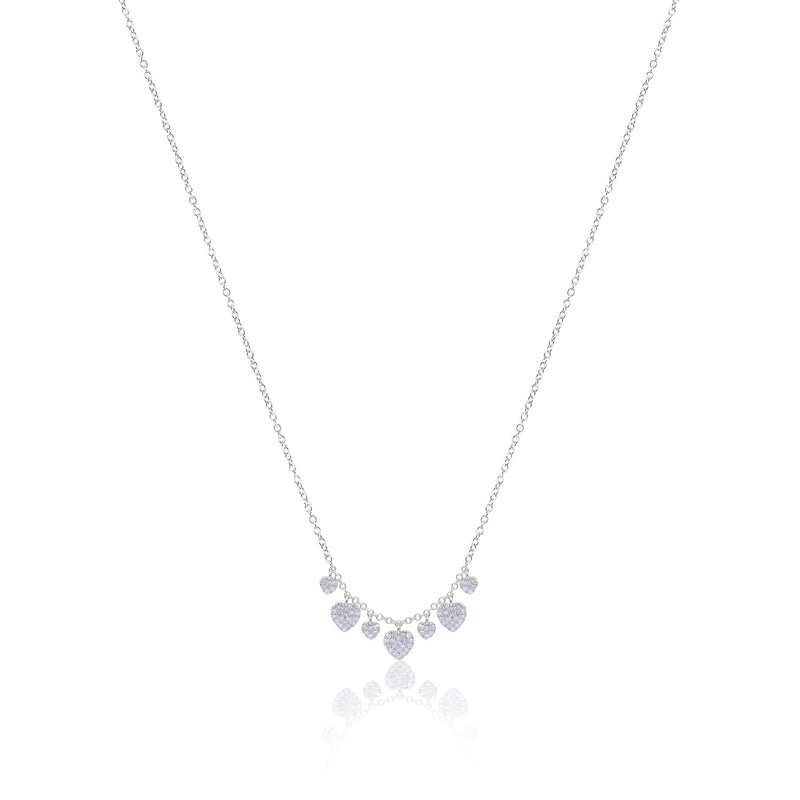 White Gold Diamond Hearts Necklace