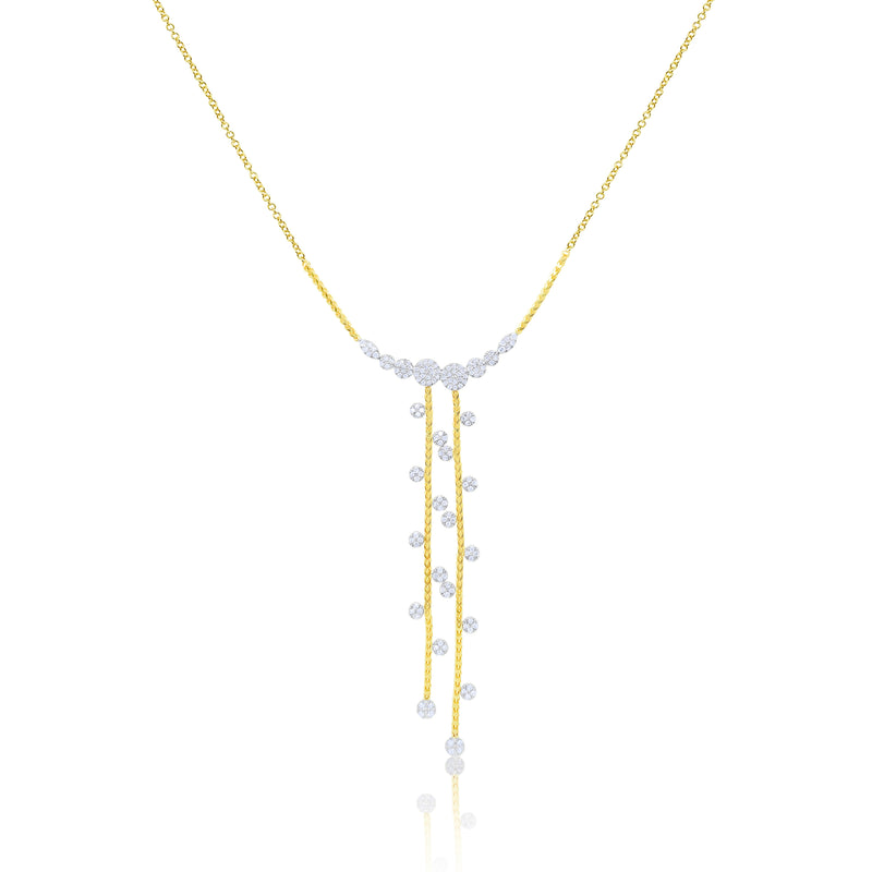 Yellow Gold Dainty Diamond Fringe Necklace