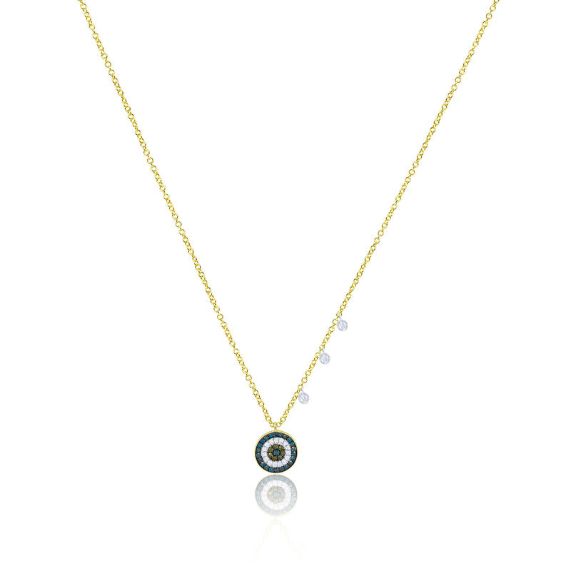 WHITE GOLD  Diamond and Sapphire Evil Eye Necklace