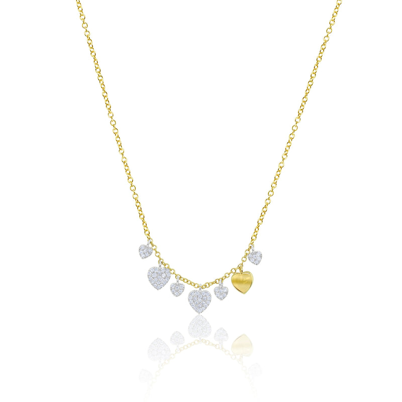 Two Tone Diamond and Gold Heart Necklace