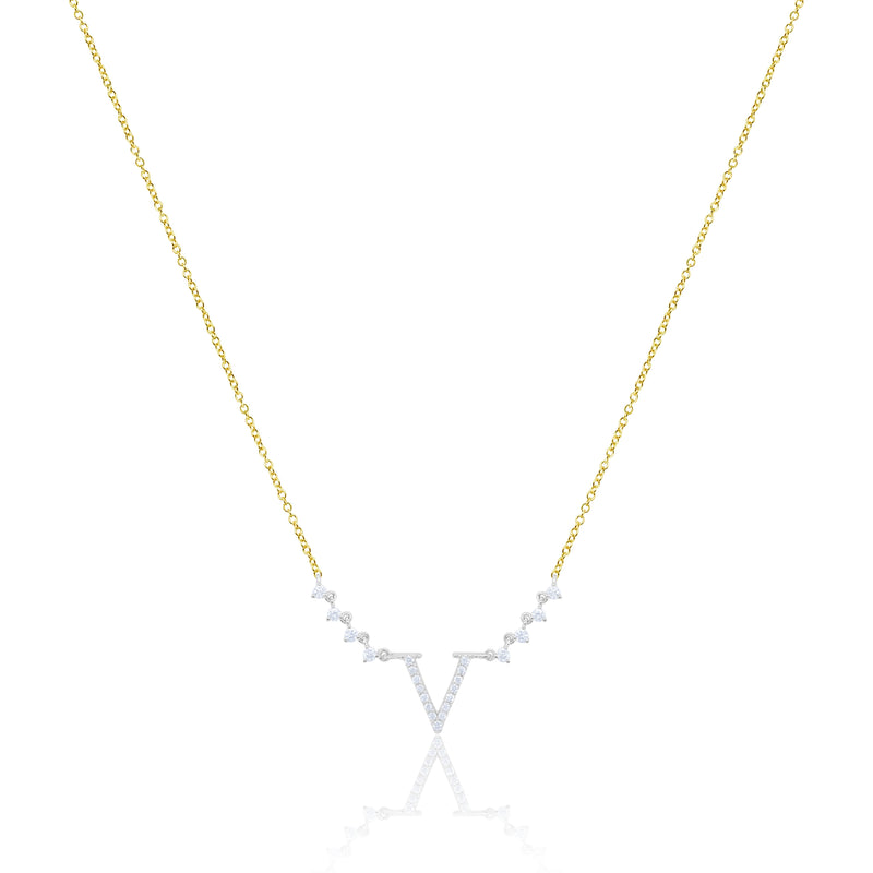 Two Tone Yellow Gold Initial Necklace